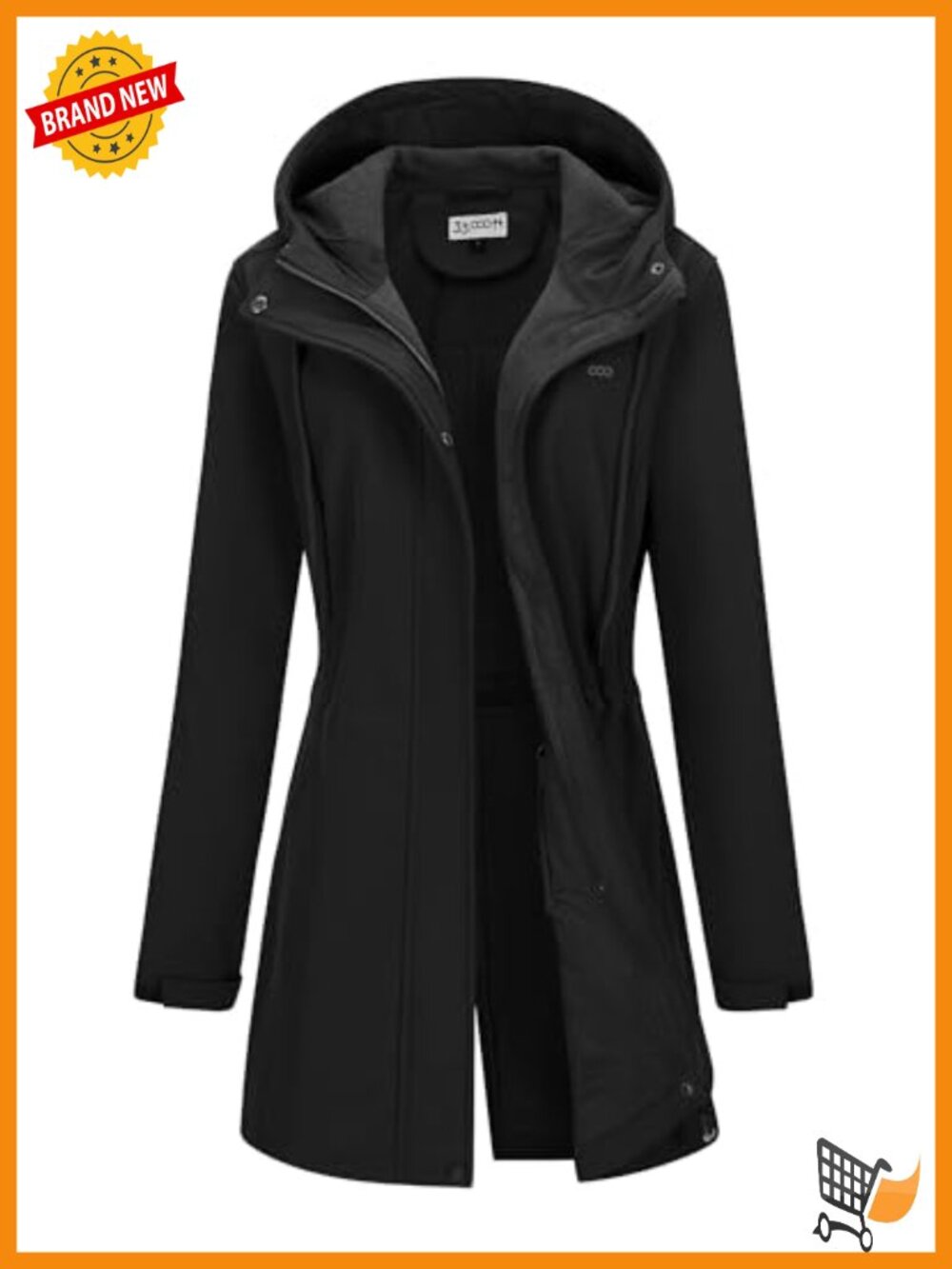 Women's Hooded Softshell Jacket Fleece Lined Waterproof Raincoat